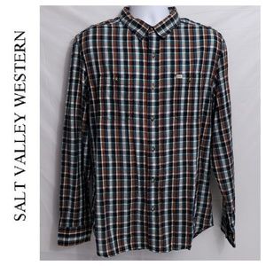 Salt Valley Western Large - Cowboy Shirt Blue